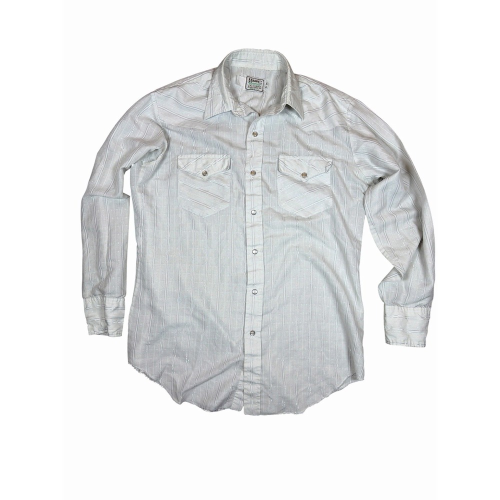Vintage H Bar C California Ranchwear Western Shirt Mens (L) 16 34 Pearl Snap USA
